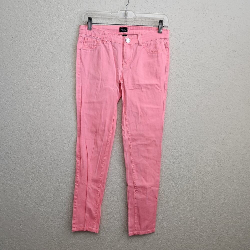 Rue21 Bright Pink Skinny Jeans 5 Lightweight Soft Tapered Leg Faux Front Pockets